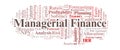 Managerial Finance Word Cloud. Core Terms In Internal Financial Decisions, Capital Planning, And Performance Optimization Royalty Free Stock Photo