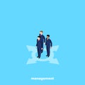 Managers in business suits on a blue background