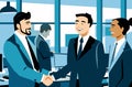 Managers in suits shaking hands in office - concept of successful cooperation