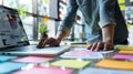 Managing data and documents, managing databases, using Kanban boards on a laptop computer. Agile software development Royalty Free Stock Photo