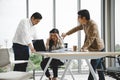 Managing Director and Manager Claiming to Businesswoman At Office Royalty Free Stock Photo