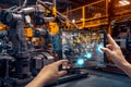 Managing efficiency and innovation. Human and robot in production automation. Generative AI