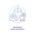 Managing email accounts blue gradient concept icon