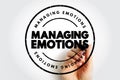 Managing Emotions text stamp, concept background