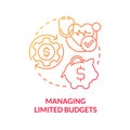 Managing limited budgets red gradient concept icon