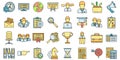 Managing skills employee icons set  color Royalty Free Stock Photo