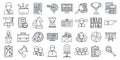 Managing skills employee icons set, outline style