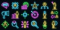 Managing skills icons set vector neon