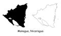 Managua, Nicaragua. Detailed Country Map with Location Pin on Capital City.