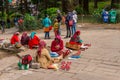 Manali, Himachal Pradesh, India - May 27, 2019 : Seller at Hidimda Devi Temple in Manali, Himachal Pradesh, India