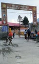 Manali India OCT 23 2022 Buddhist temple at Manali is a very peaceful and beautiful , full of colorful flowers grown in the