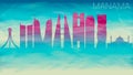 Manama Bahrain City Skyline Vector Silhouette. Broken Glass Abstract Geometric Dynamic Textured. Banner Background. Colorful Shape