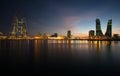 Panormic view of Bahrain skyline with iconic buildings