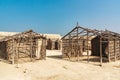 MANAMA, Bahrain - December 19, 2018: ruin of Fort in Manama, Qal`at al-Bahrain Site Museum, UNESCO heritage, wooden