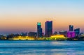 MANAMA, BAHRAIN, OCTOBER 22, 2016: Skyline of Manama with the Bahrain National theater and the Bahrain National museum Royalty Free Stock Photo