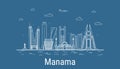 Manama city, Line Art Vector illustration