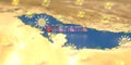 Manama city and sunny weather icon on the map, weather forecast related 3D rendering