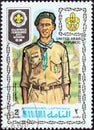 MANAMA DEPENDENCY - CIRCA 1971: A stamp printed in United Arab Emirates shows boy scout from Egypt, circa 1971.