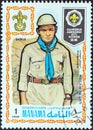 MANAMA DEPENDENCY - CIRCA 1971: A stamp printed in United Arab Emirates shows boy scout from Syria, circa 1971.