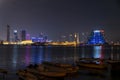Bahrain - Manama - Night Skyline - Illuminated waterfront cityscape Royalty Free Stock Photo