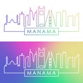 Manama skyline. Colorful linear style.