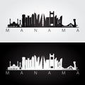 Manama skyline and landmarks silhouette