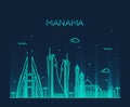 Manama skyline silhouette vector linear style