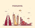 Manama skyline silhouette vector linear style