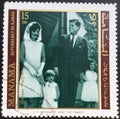 Manama, year 1971, stamp dedicated to the wedding of J. F. Kennedy