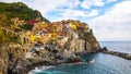 Manarola Village, Cinque Terre Coast of Italy. Manarola a beautiful small town in the province of La Spezia, Liguria, north of Royalty Free Stock Photo