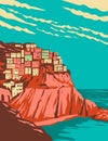 Manarola within Cinque Terre National Park La Spezia Province Italy WPA Art Deco Poster