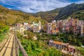 Manarola, Colorful cityscape on the mountains over Mediterranean sea in Cinque Terre Italy