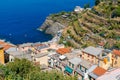 Manarola. The famous medieval village with colorful houses. Royalty Free Stock Photo