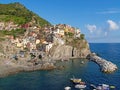 MANAROLA, ITALY - 8 AUGUST, 2019: Manarola village in the Cinque Terre, Five lands, in summer, image showing genuine