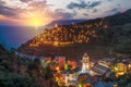 Manarola, Italy in the Cinque Terre Region during Christmas Season with Illumination