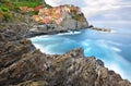 Manarola landscape in cold morning colors