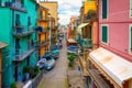 Manarola old village with colorful houses, Cinque Terre National Park, Liguria region of Italy, travel background Royalty Free Stock Photo