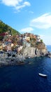 Manarola town, Cinque Terre national park. Is one of five famous colorful fisherman villages, suspended between sea and land on