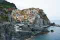 Manarola town with its colorful traditional houses on the rocks over Mediterranean sea, Cinque Terre National Park and UNESCO Worl Royalty Free Stock Photo