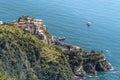 Manarola village as seen from the Trail 6p pass from the North. Cinque Terre National parc in the Northwest of Italy