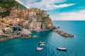 Manarola Village, Cinque Terre Coast Italy. Manarola is a beautiful small colorful town province of La Spezia, Liguria