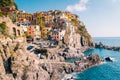 Manarola Village, Cinque Terre Coast Italy. Manarola is a beautiful small colorful town province of La Spezia, Liguria Royalty Free Stock Photo