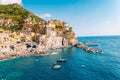 Manarola Village, Cinque Terre Coast Italy. Manarola is a beautiful small colorful town province of La Spezia, Liguria Royalty Free Stock Photo