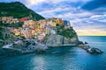 Manarola village in Cinque Terre National Park, beautiful cityscape with colorful houses and sea, Liguria region of Italy Royalty Free Stock Photo