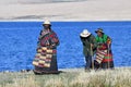 Manasarovar, Tibet, China, June, 14, 2018. Piople make parikrama around lake Manasarovar in Tibet