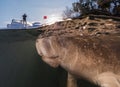 Manatee and boat