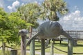 Manatee Sanctuary Park -- Statue of Manatees at Cape Canaveral Florida Royalty Free Stock Photo