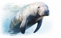 Manatee in a Serene White Environment -Generative Ai