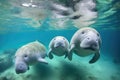 manatees in warmer, shrinking marine habitats Royalty Free Stock Photo