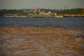 Manaus, Amazonas, Brazil: The merger of the two colored river, Rio Negro, Solimoes